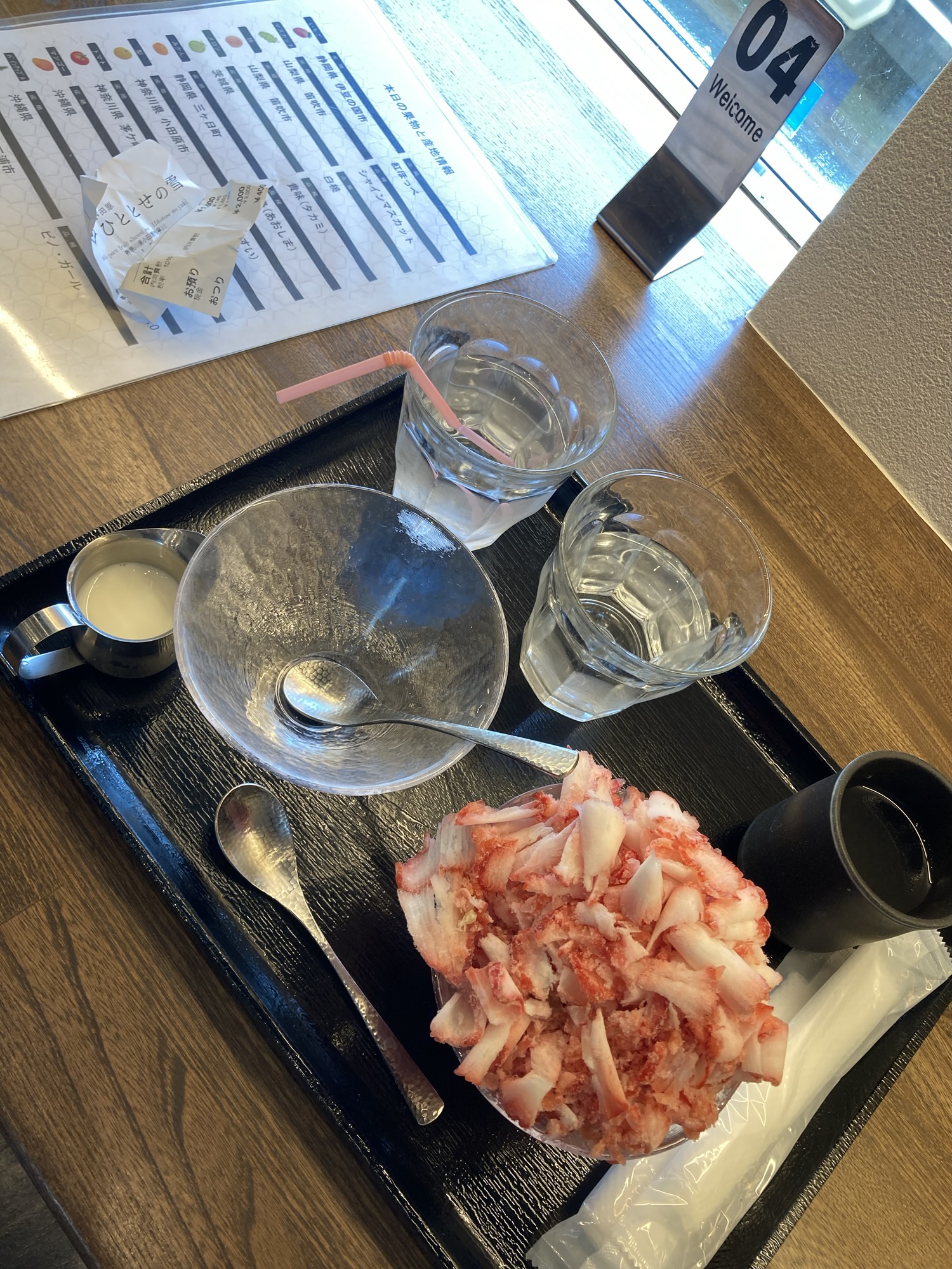 果物を凍らせたかき氷