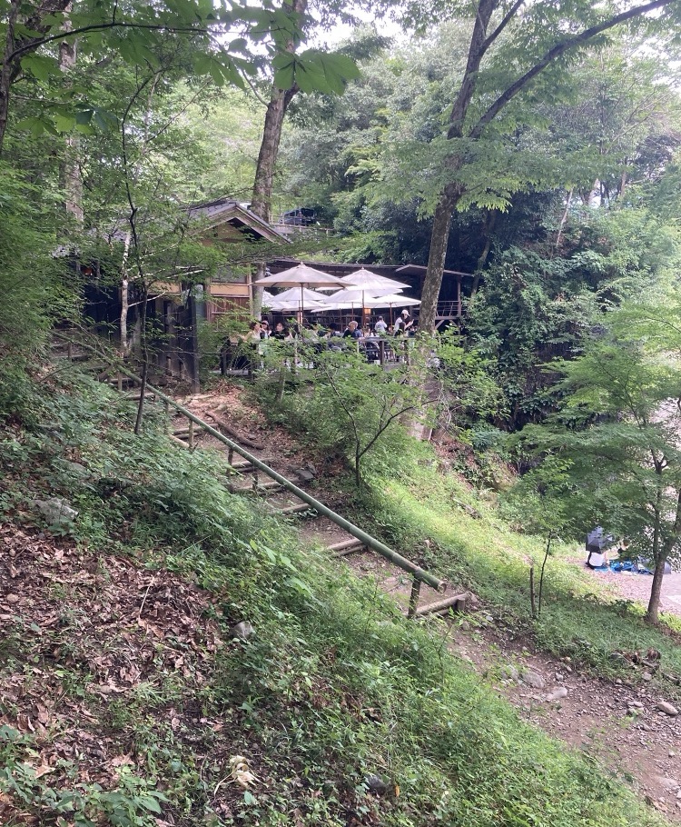 敷地から河原への階段