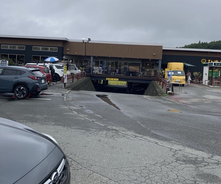 ひまわり市場の駐車場と外観