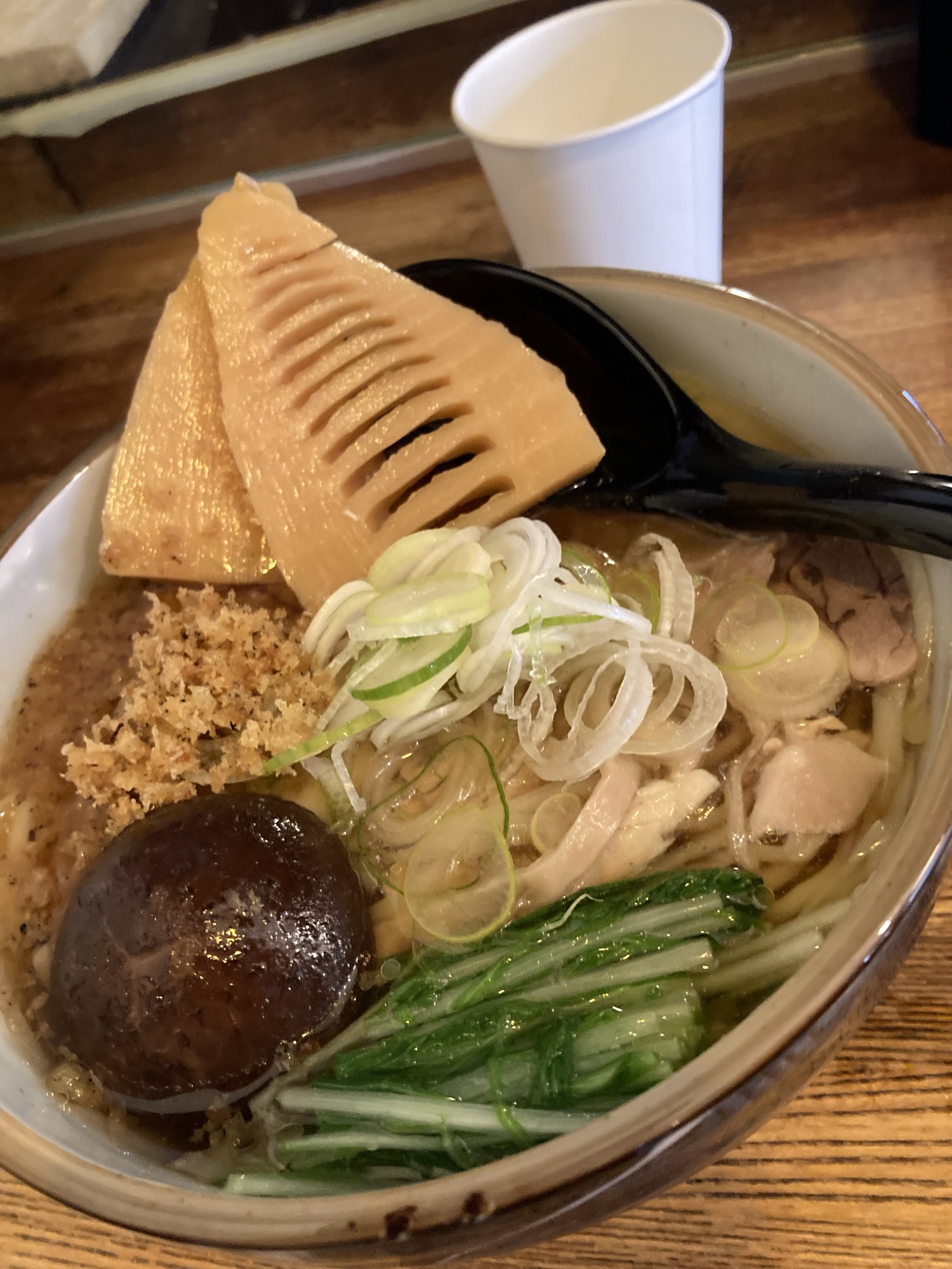 天王町の冷たい肉そば専門店たき山 肉中華のたけのこ椎茸トッピング